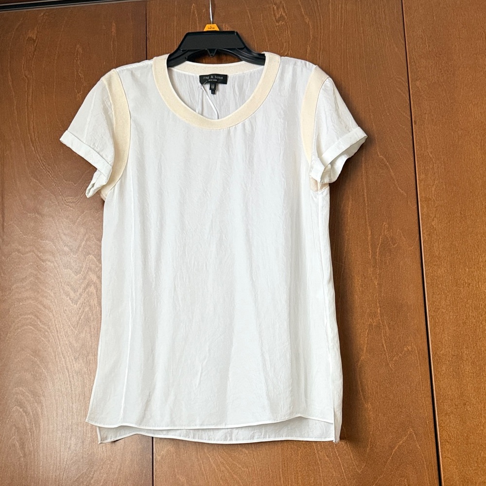 Rag & Bone NWoT White and Cream Trimmed Top Sz XS